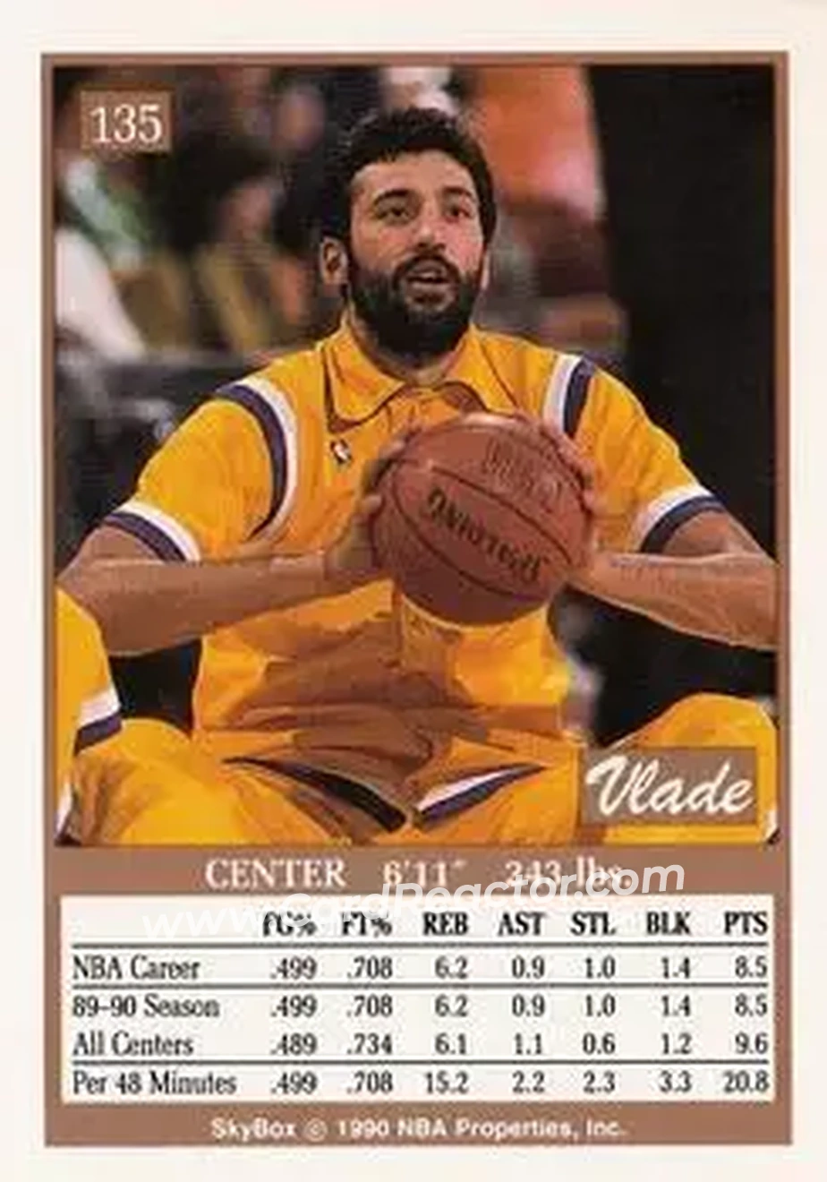 1990-91 SkyBox #135 - Vlade Divac - Los Angeles Lakers - Back