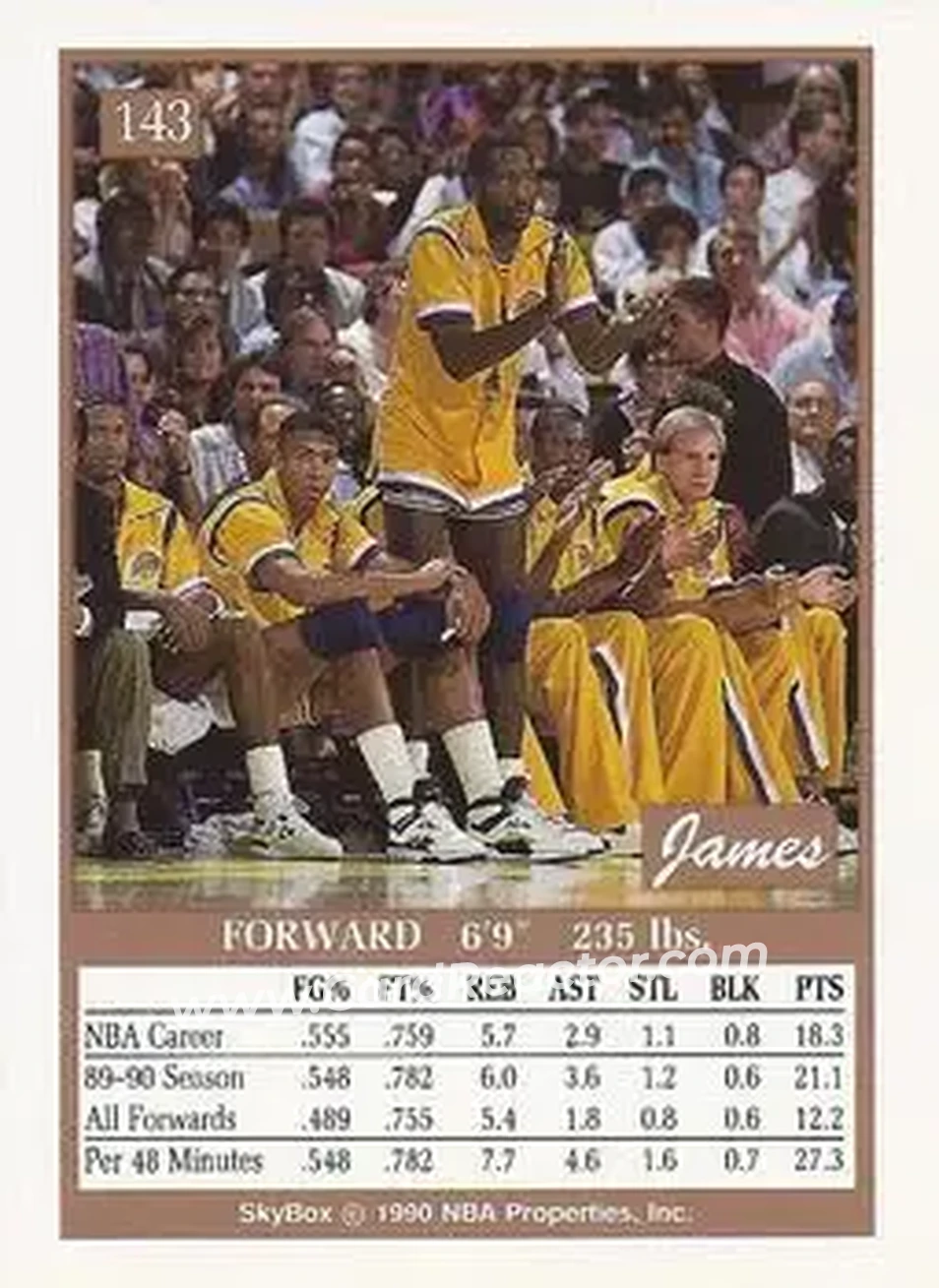 1990-91 SkyBox #143 - James Worthy - Los Angeles Lakers - Back