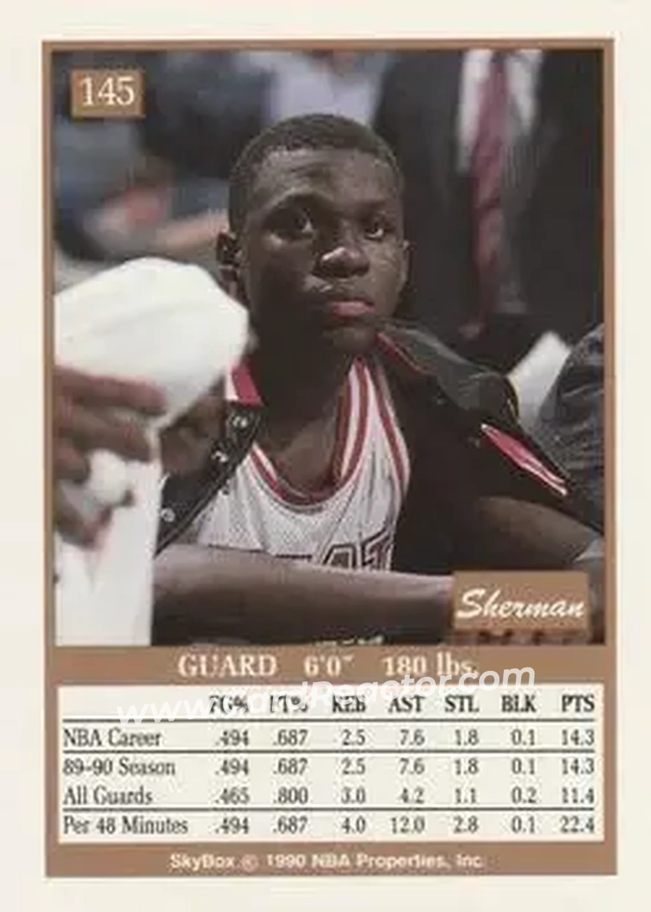 1990-91 SkyBox #145 - Sherman Douglas - Miami Heat - Back