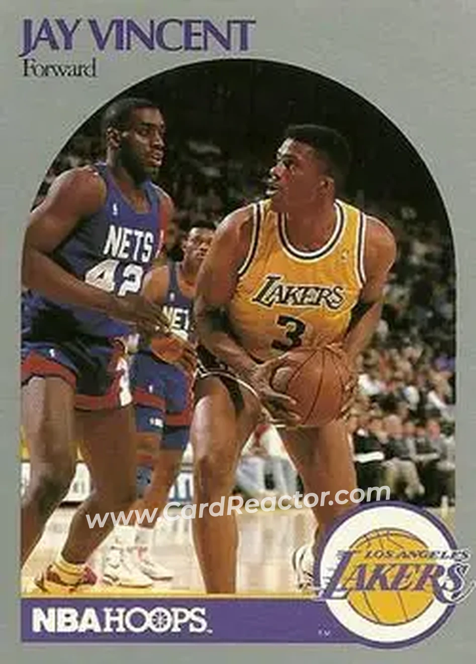 1990-91 Hoops #161 - Jay Vincent - Los Angeles Lakers - Front