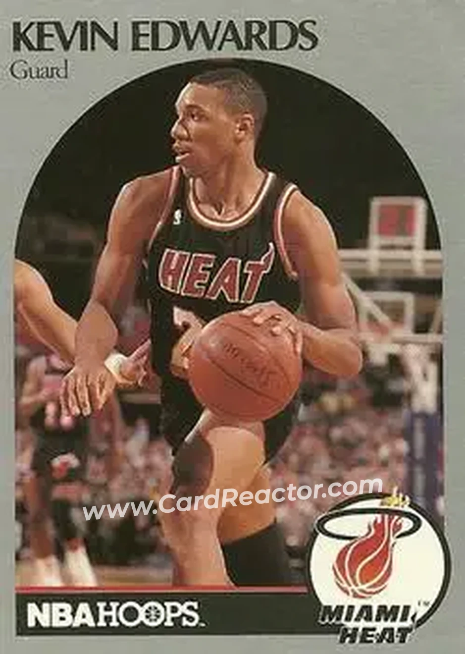 1990-91 Hoops #165 - Kevin Edwards - Miami Heat - Front 1990-91 Hoops #165 - Kevin Edwards - Miami Heat - Front