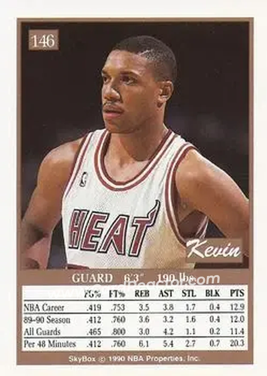 1990-91 SkyBox #146 - Kevin Edwards - Miami Heat - Back 1990-91 SkyBox #146 - Kevin Edwards - Miami Heat - Back