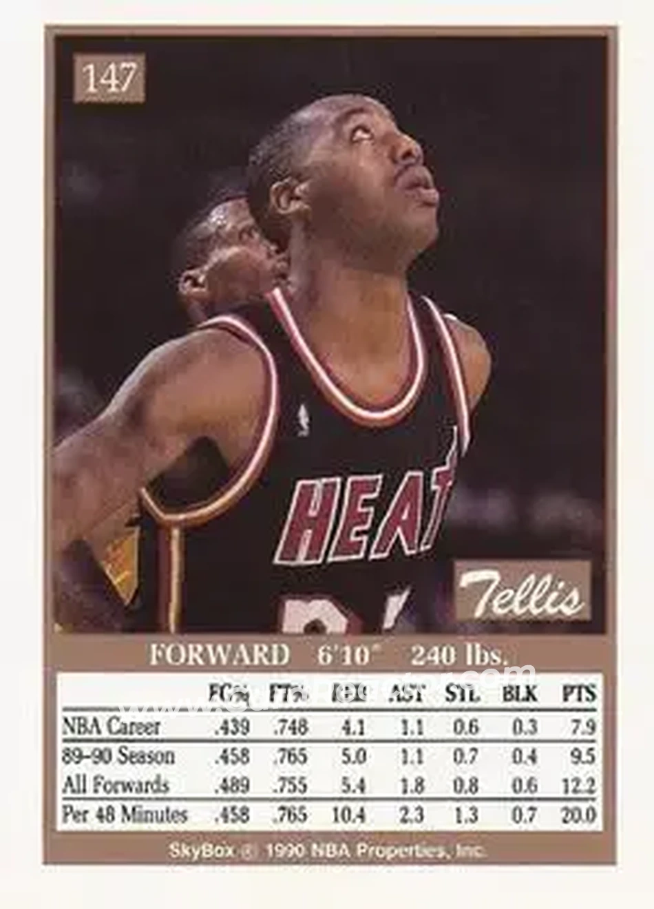 1990-91 SkyBox #147 - Tellis Frank - Miami Heat - Back