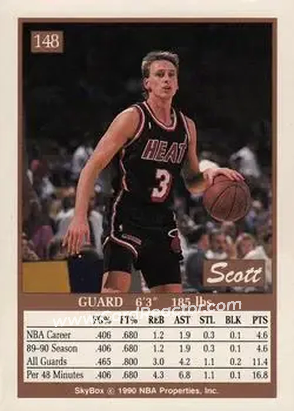 1990-91 SkyBox #148 - Scott Haffner - Miami Heat - Back