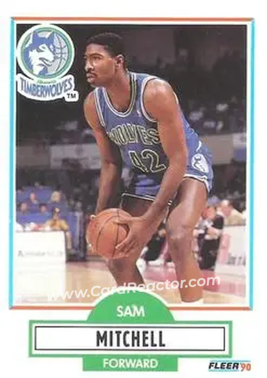 1990-91 Fleer #114 - Sam Mitchell - Minnesota Timberwolves - Front 1990-91 Fleer #114 - Sam Mitchell - Minnesota Timberwolves - Front