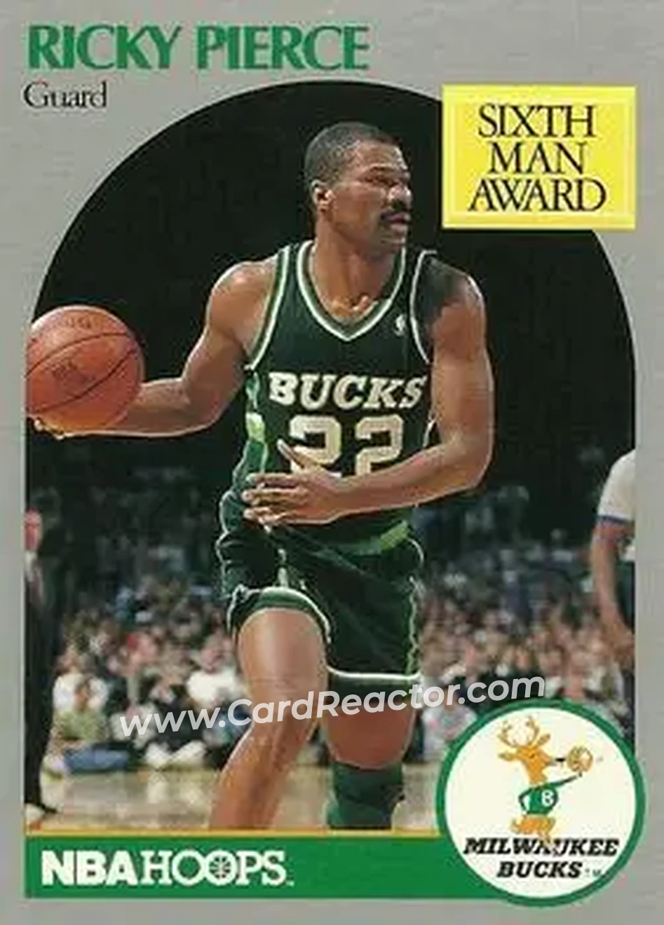 1990-91 Hoops #179 - Ricky Pierce - Milwaukee Bucks - Front 1990-91 Hoops #179 - Ricky Pierce - Milwaukee Bucks - Front