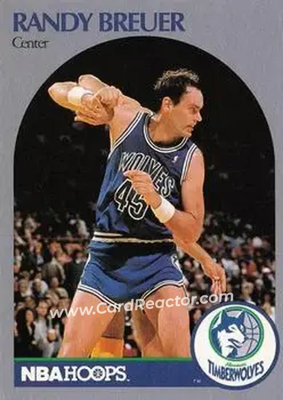 1990-91 Hoops #184 - Randy Breuer - Minnesota Timberwolves - Front