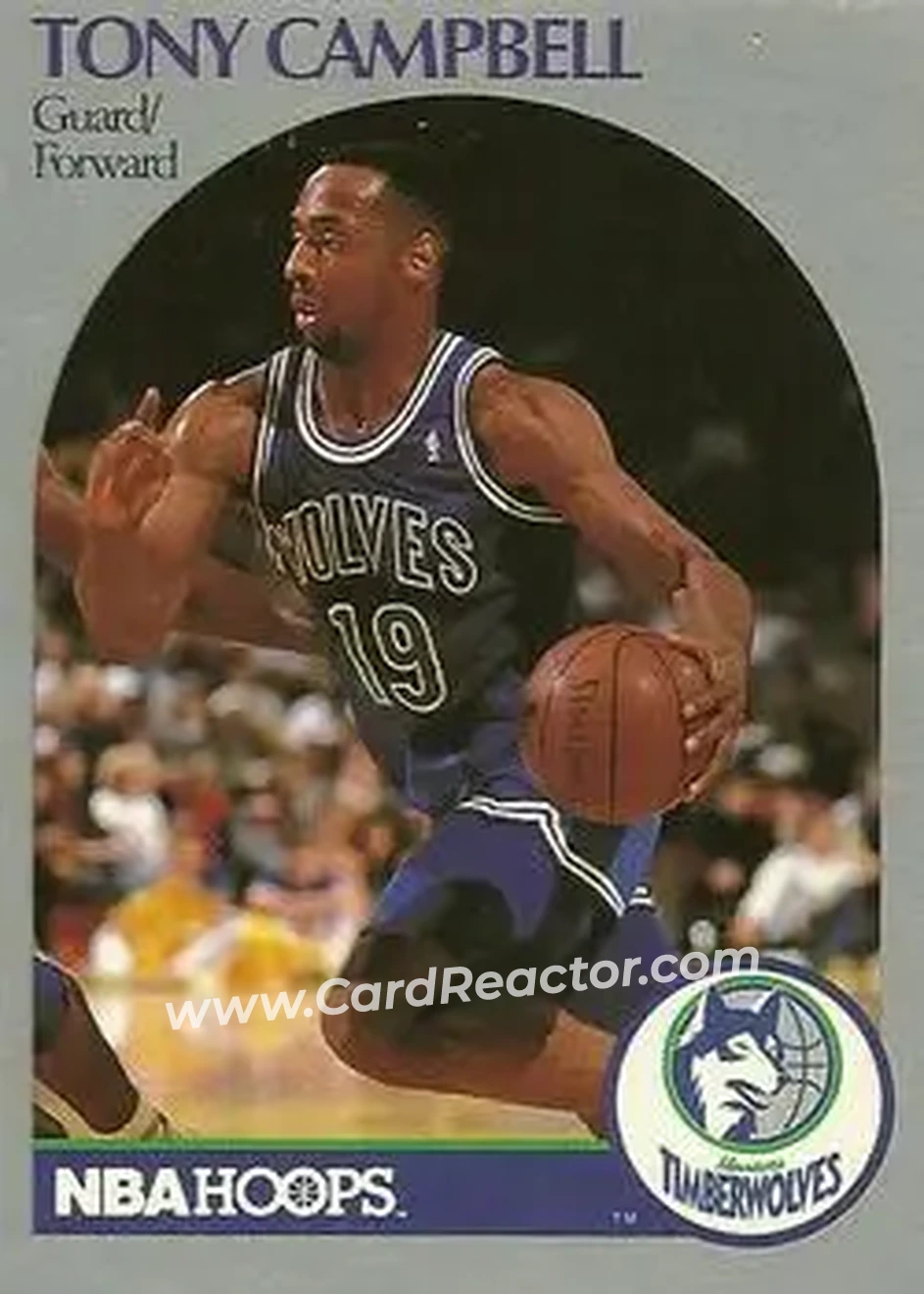 1990-91 Hoops #185 - Tony Campbell - Minnesota Timberwolves - Front