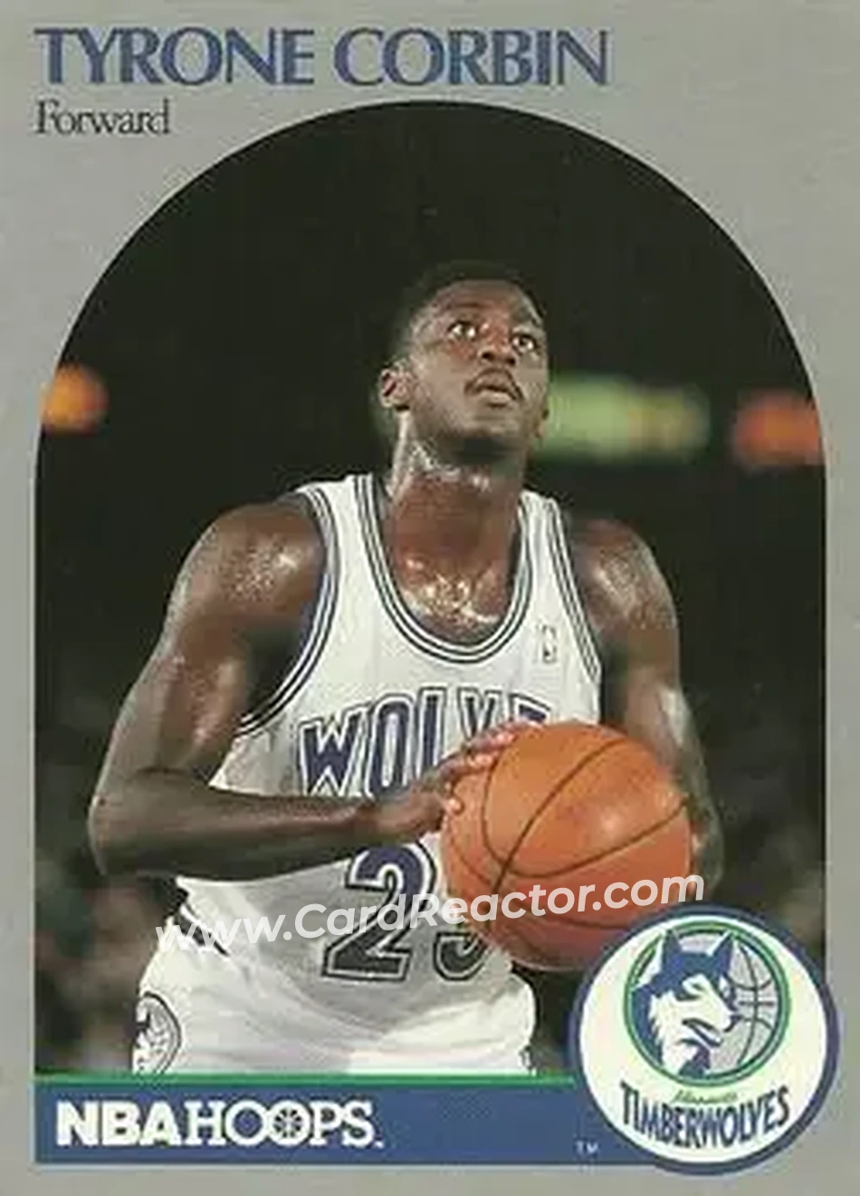 1990-91 Hoops #186 - Tyrone Corbin - Minnesota Timberwolves - Front