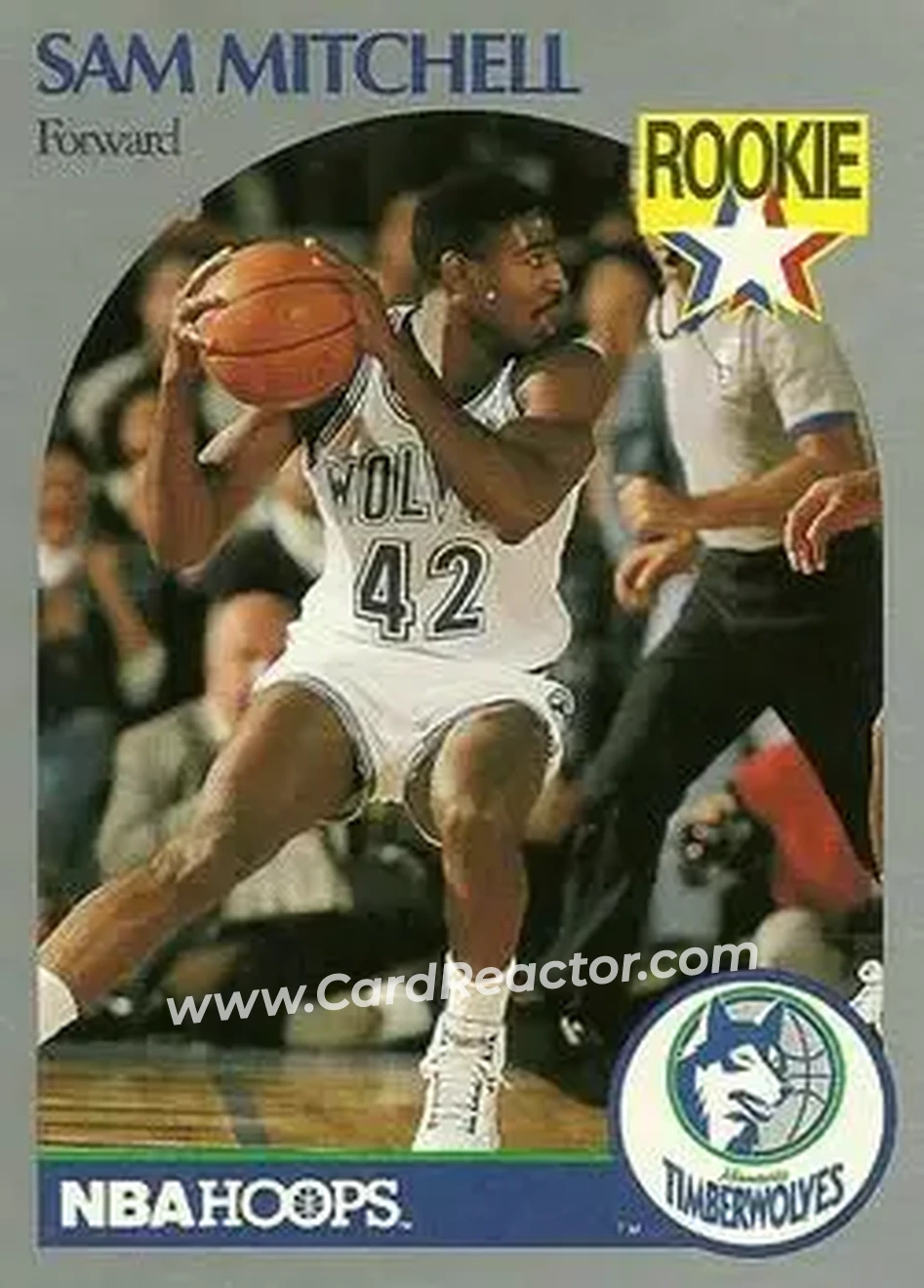 1990-91 Hoops #188 - Sam Mitchell - Minnesota Timberwolves - Front 1990-91 Hoops #188 - Sam Mitchell - Minnesota Timberwolves - Front