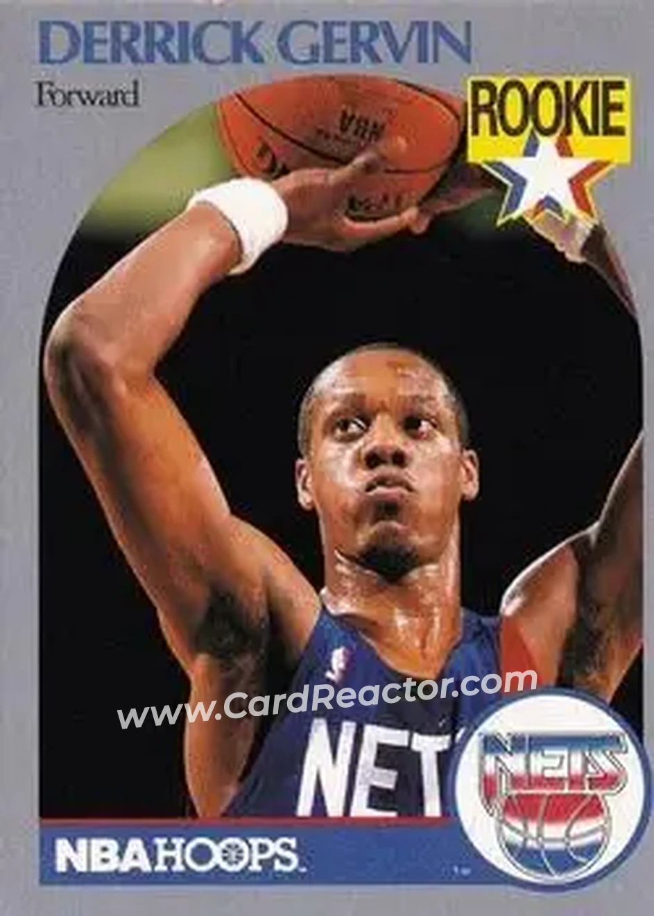 1990-91 Hoops #196 - Derrick Gervin - New Jersey Nets - Front