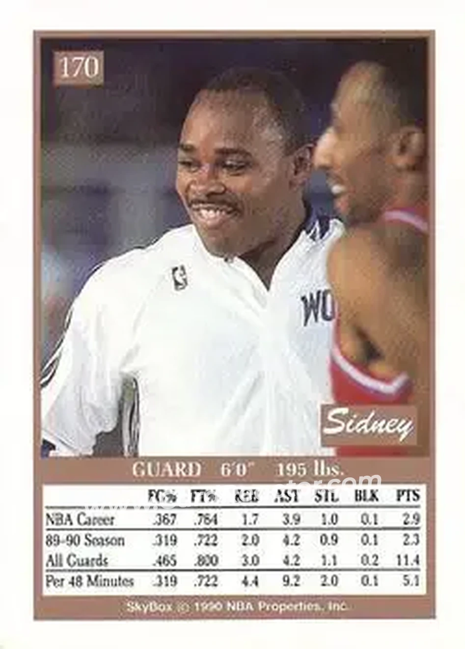1990-91 SkyBox #170 - Sidney Lowe - Minnesota Timberwolves - Back 1990-91 SkyBox #170 - Sidney Lowe - Minnesota Timberwolves - Back