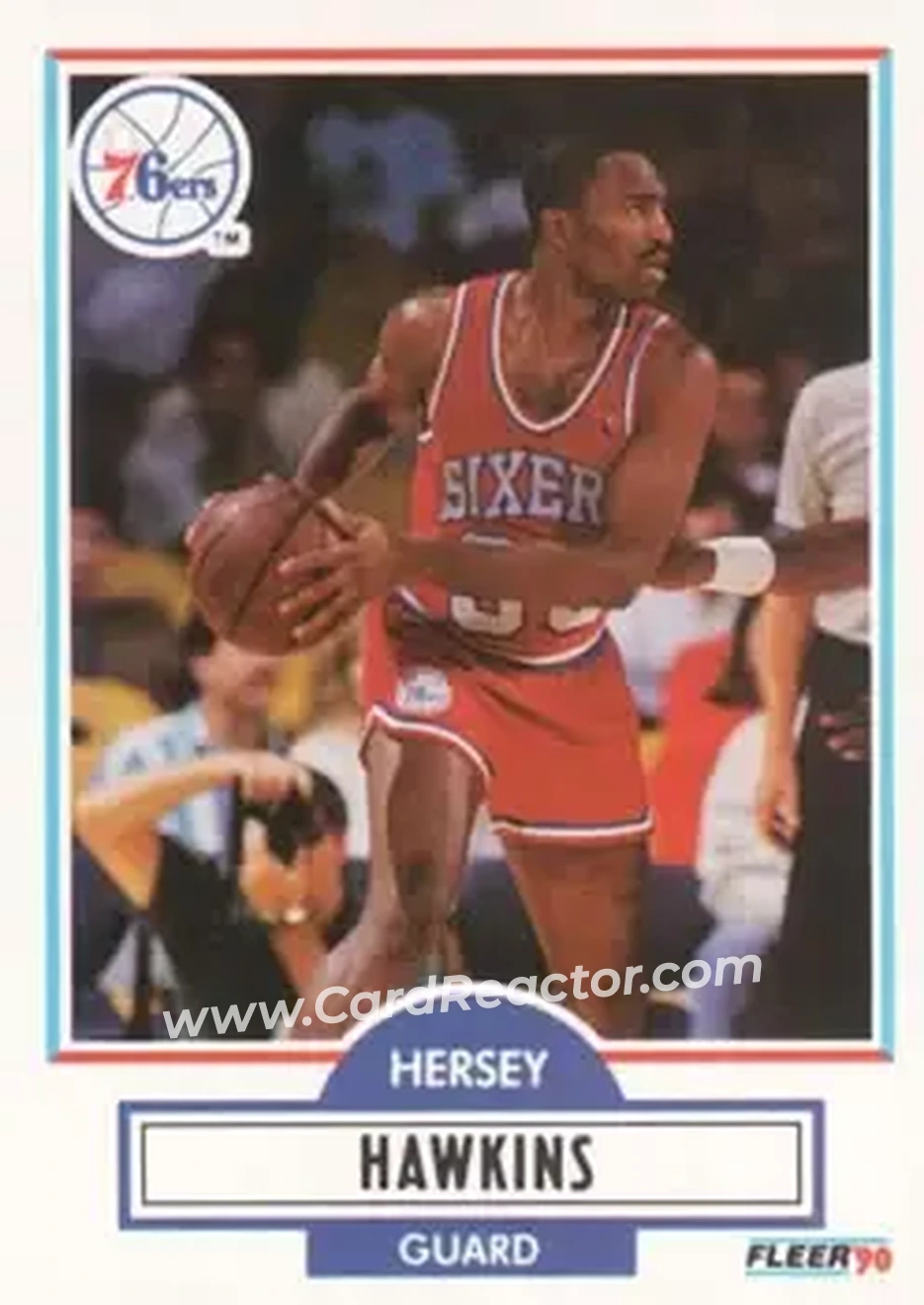 1990-91 Fleer #143 - Hersey Hawkins - Philadelphia 76ers - Front