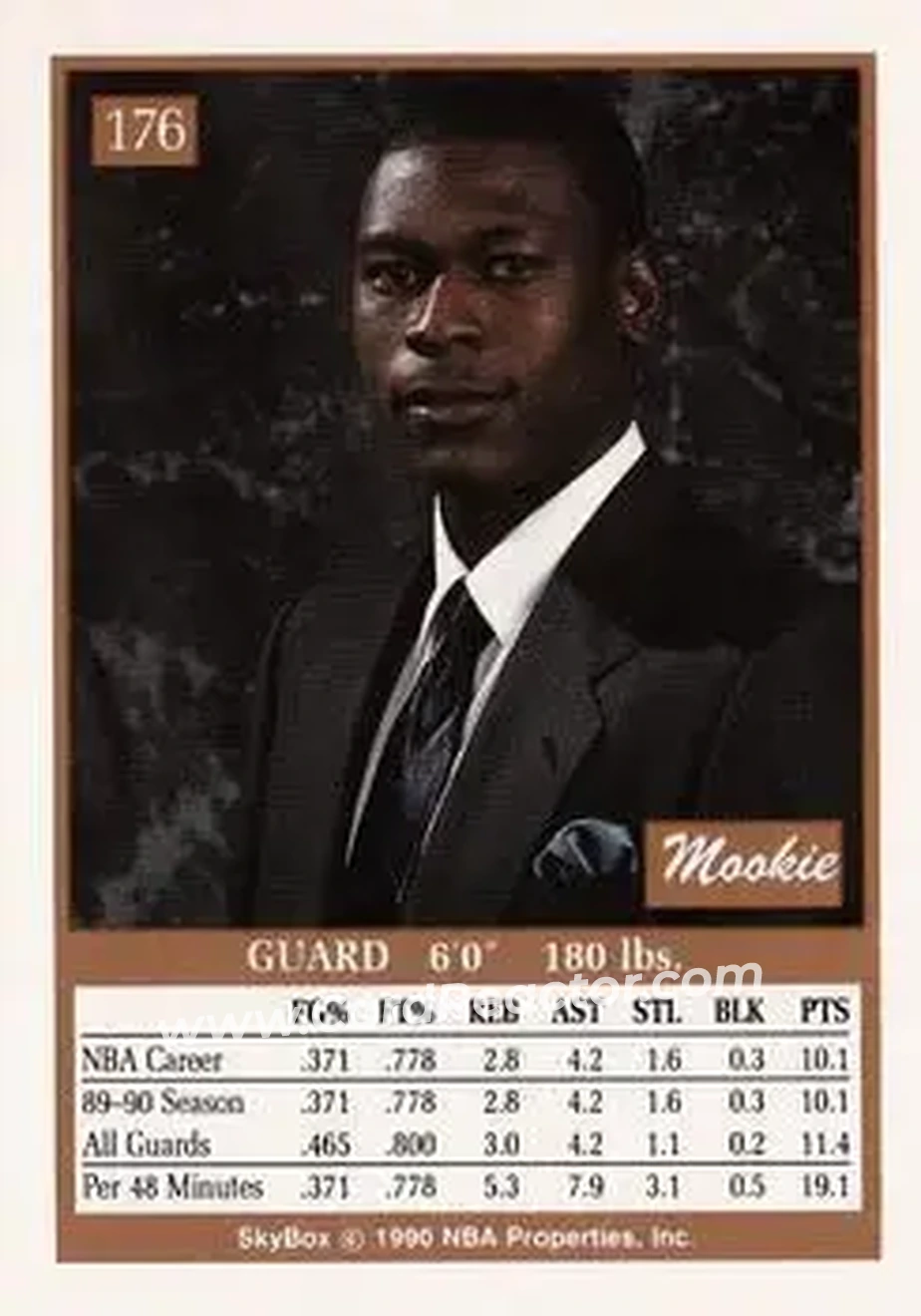 1990-91 SkyBox #176 - Mookie Blaylock - New Jersey Nets - Back
