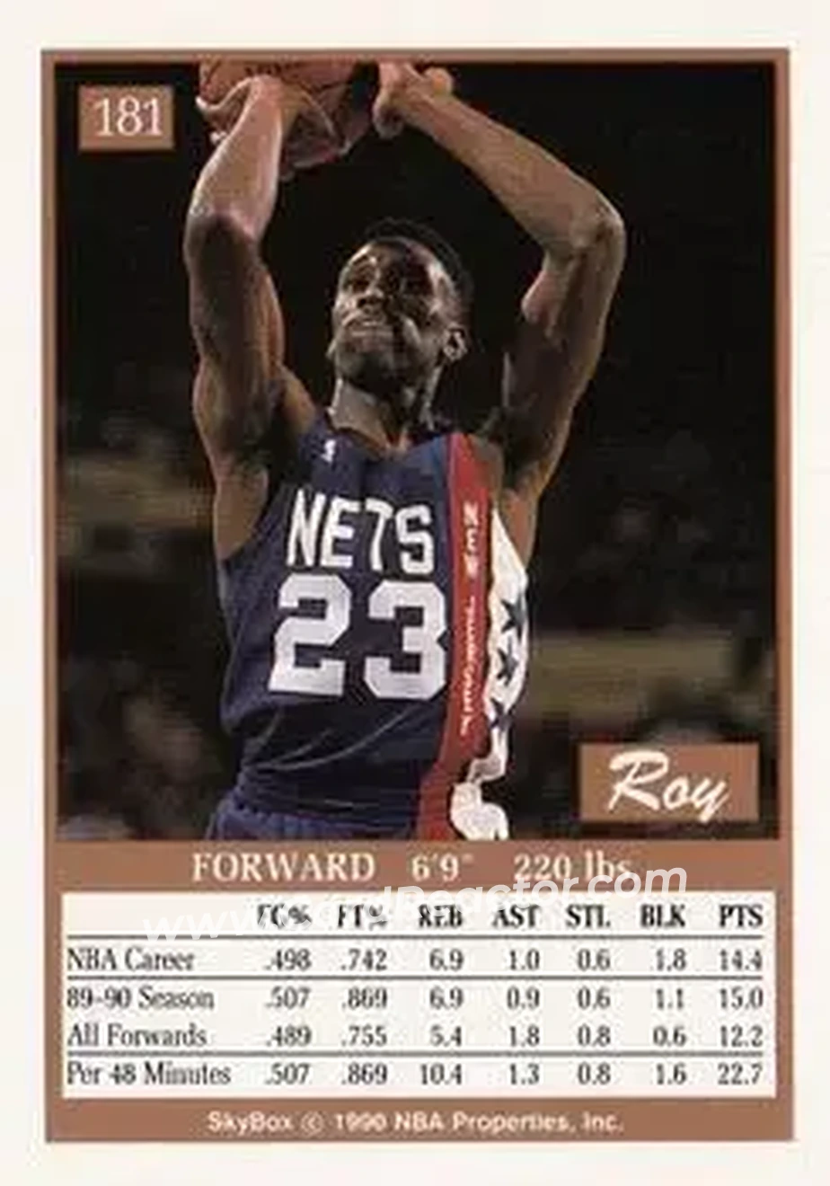 1990-91 SkyBox #181 - Roy Hinson - New Jersey Nets - Back