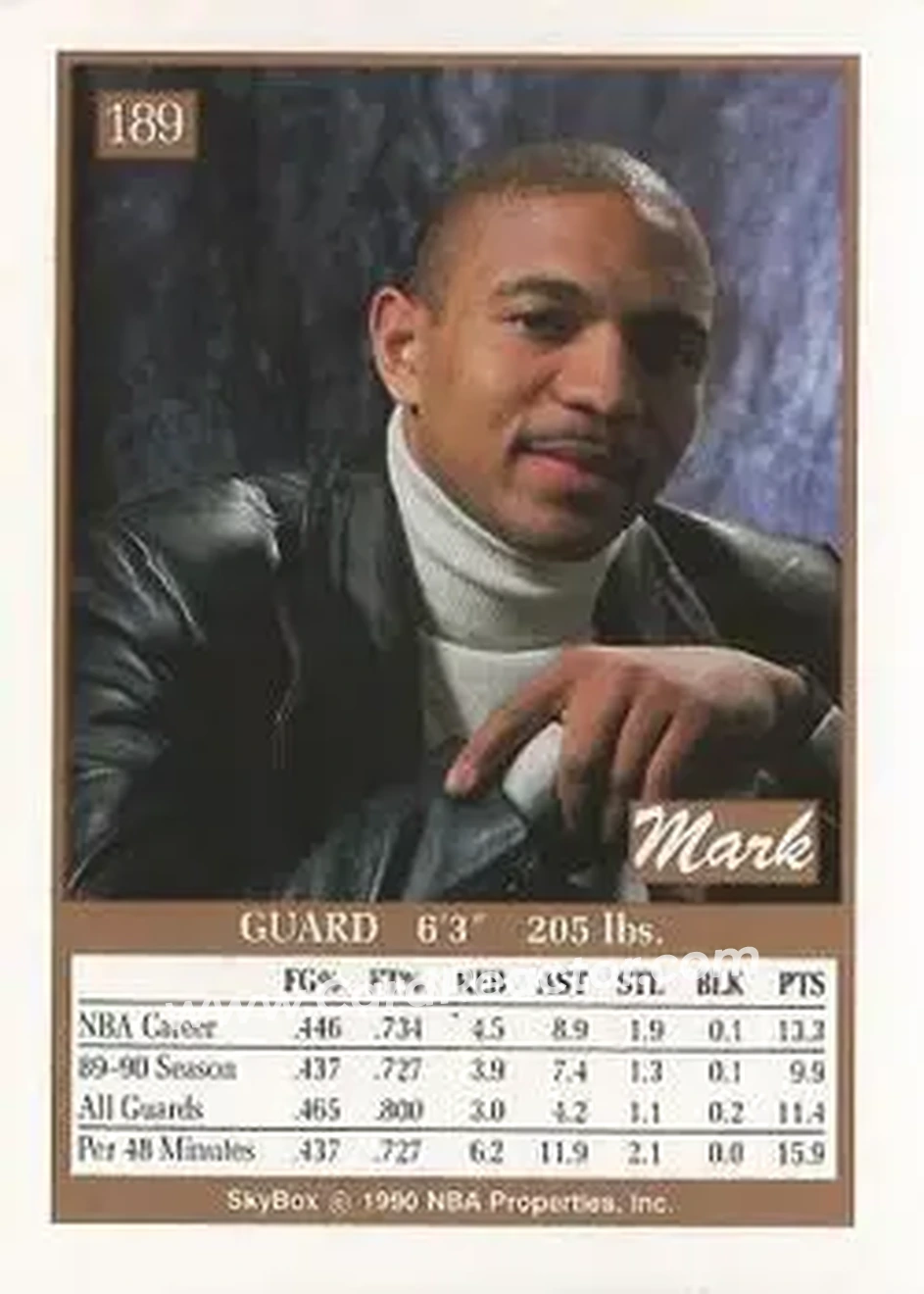 1990-91 SkyBox #189 - Mark Jackson - New York Knicks - Back 1990-91 SkyBox #189 - Mark Jackson - New York Knicks - Back