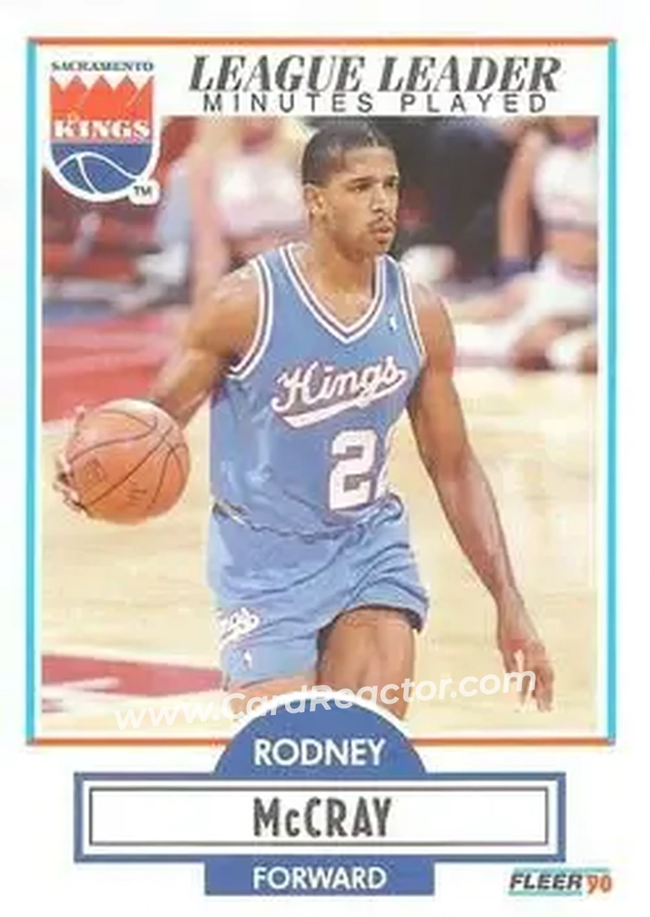 1990-91 Fleer #165 - Rodney McCray - Sacramento Kings - Front