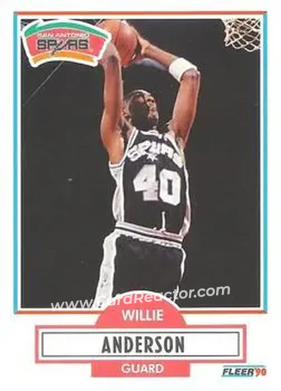 1990-91 Fleer #168 - Willie Anderson - San Antonio Spurs - Front