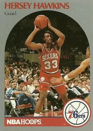 1990-91 Hoops #229 - Hersey Hawkins - Philadelphia 76ers