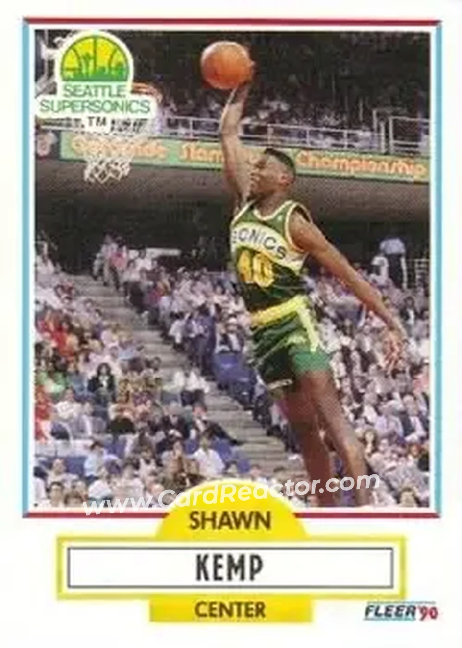 1990-91 Fleer #178 - Shawn Kemp - Seattle SuperSonics - Front