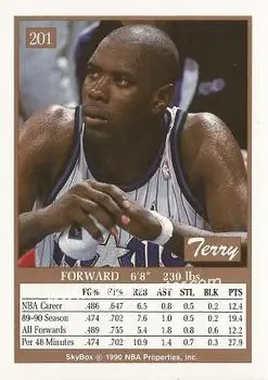 1990-91 SkyBox #201 - Terry Catledge - Orlando Magic - Back