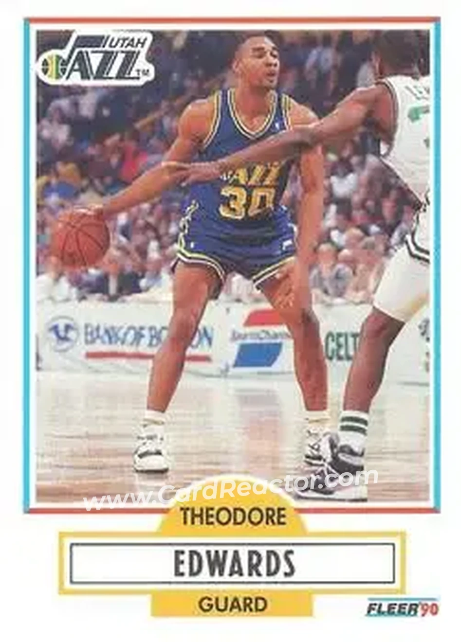 1990-91 Fleer #185 - Blue Edwards - Utah Jazz - Front