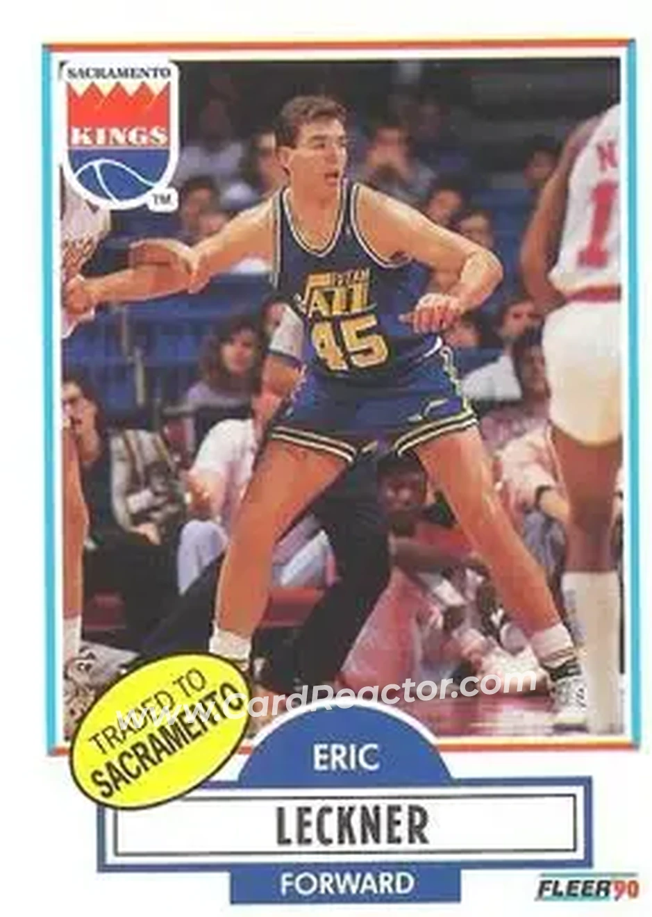 1990-91 Fleer #187 - Eric Leckner - Sacramento Kings - Front