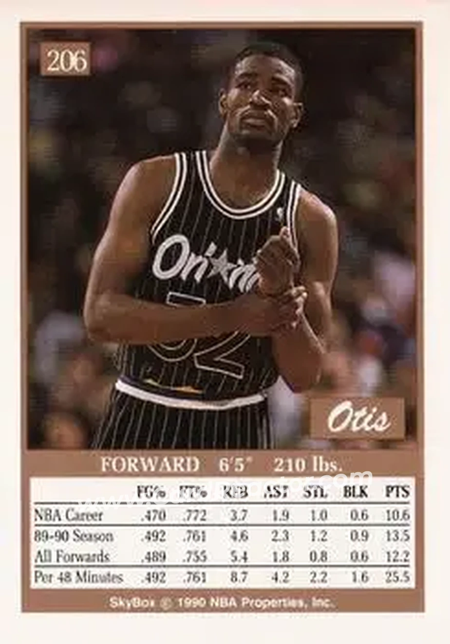 1990-91 SkyBox #206 - Otis Smith - Orlando Magic - Back