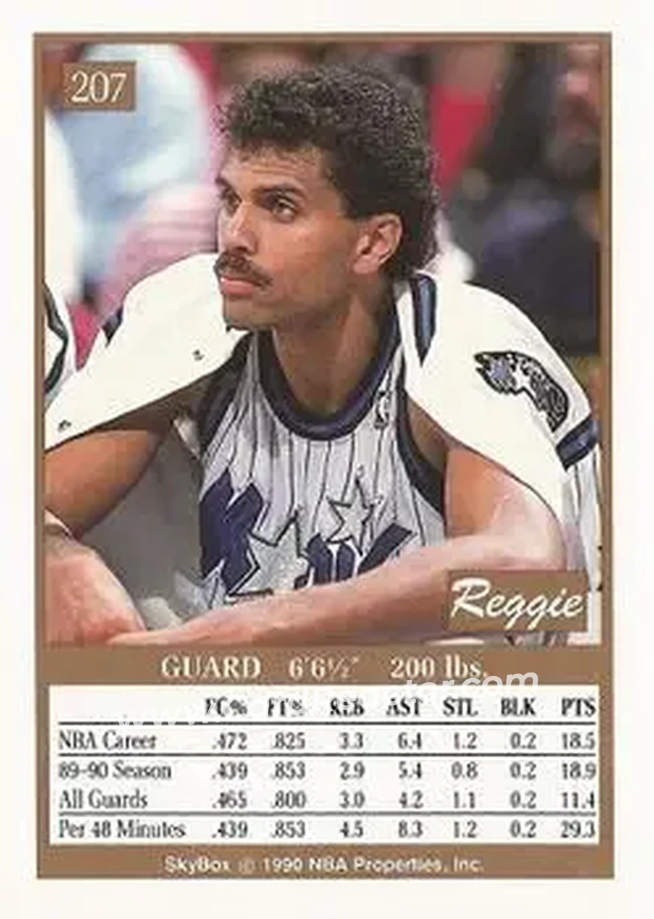 1990-91 SkyBox #207 - Reggie Theus - Orlando Magic - Back