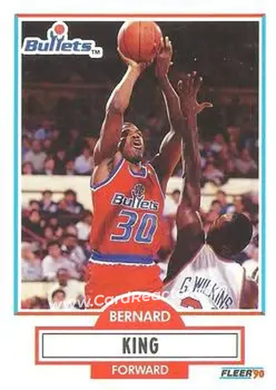 1990-91 Fleer #194 - Bernard King - Washington Bullets - Front 1990-91 Fleer #194 - Bernard King - Washington Bullets - Front