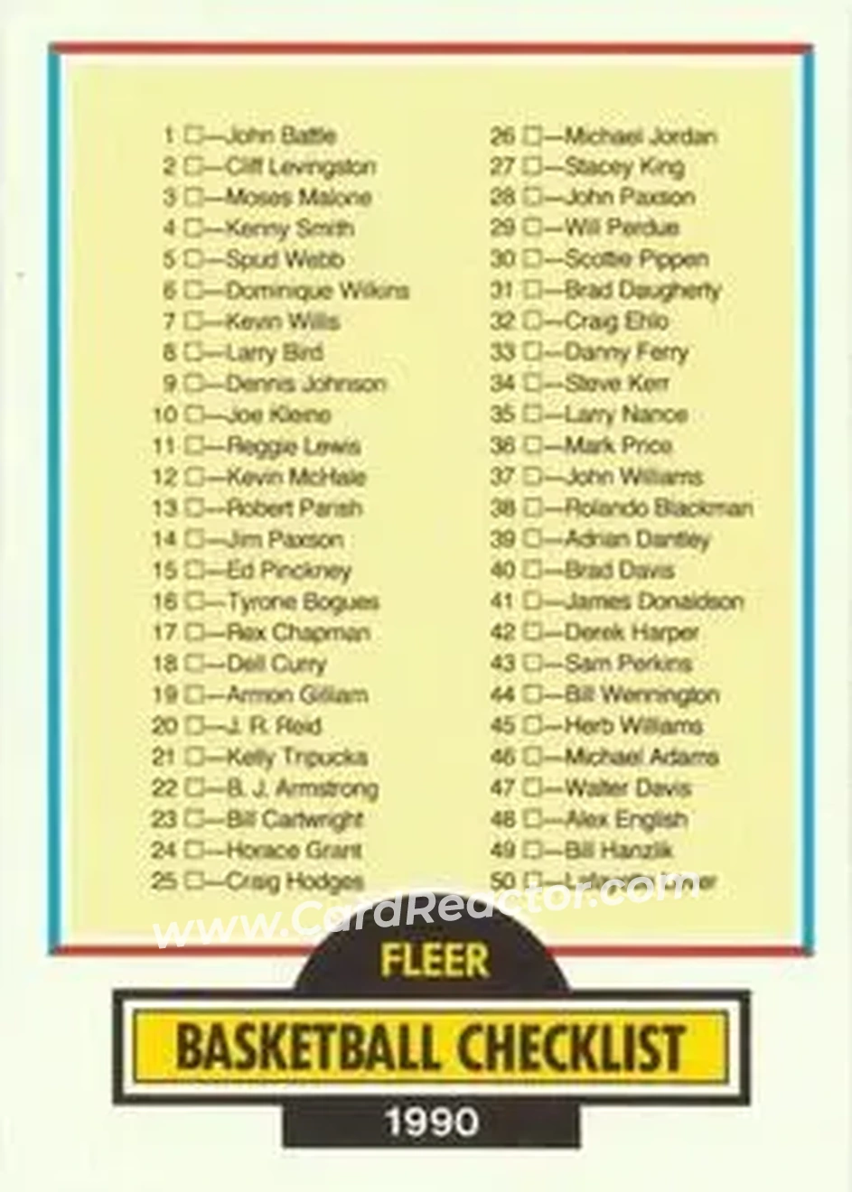 1990-91 Fleer #197 - Card #197 - Front 1990-91 Fleer #197 - Card #197 - Front
