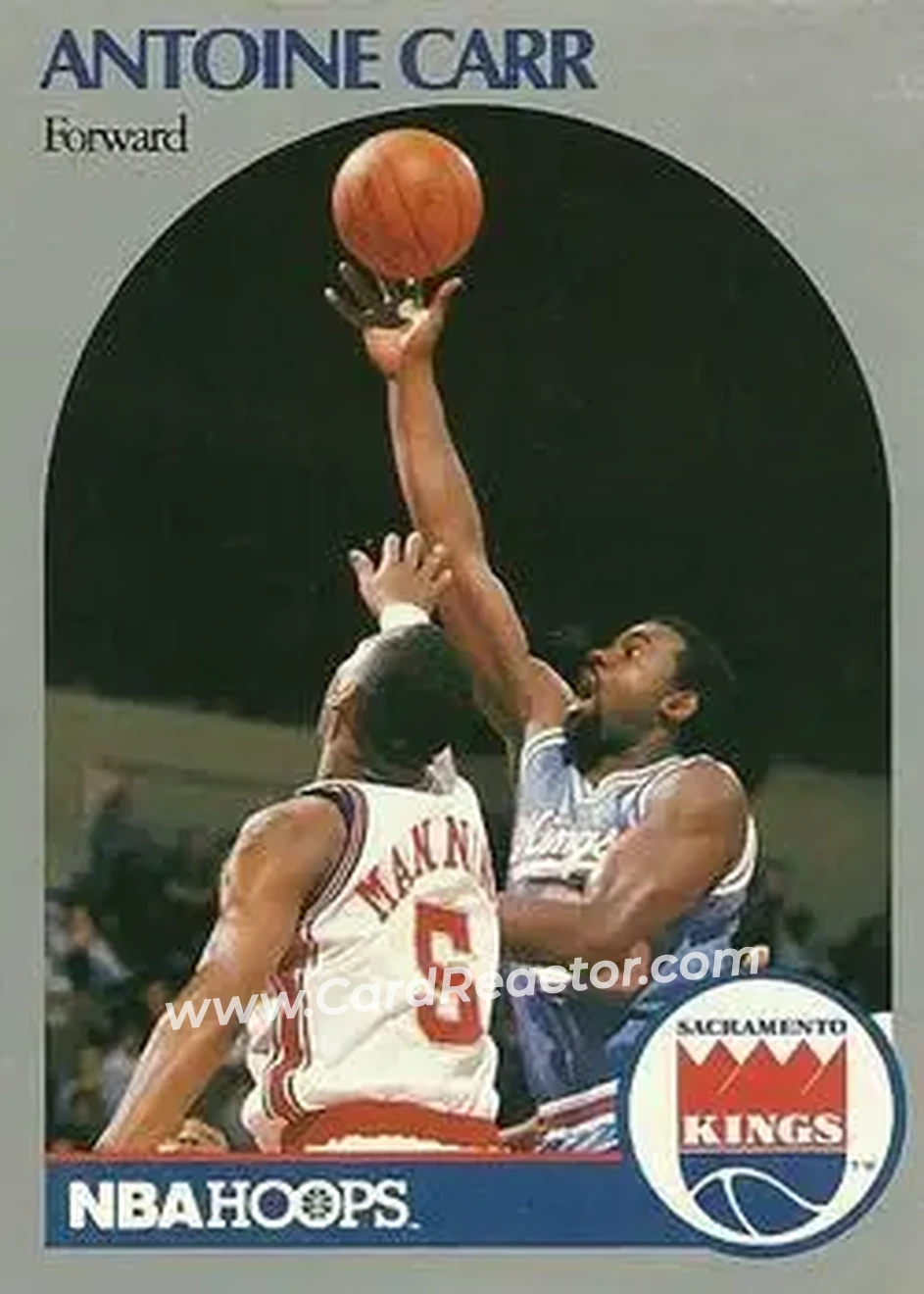 1990-91 Hoops #255 - Antoine Carr - Sacramento Kings - Front