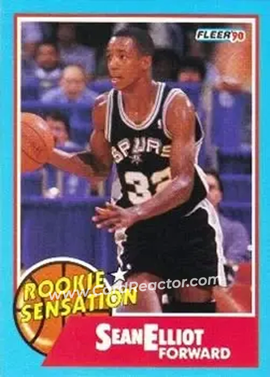 1990-91 Fleer - Rookie Sensations #2 - Sean Elliott - San Antonio Spurs - Front 1990-91 Fleer - Rookie Sensations #2 - Sean Elliott - San Antonio Spurs - Front