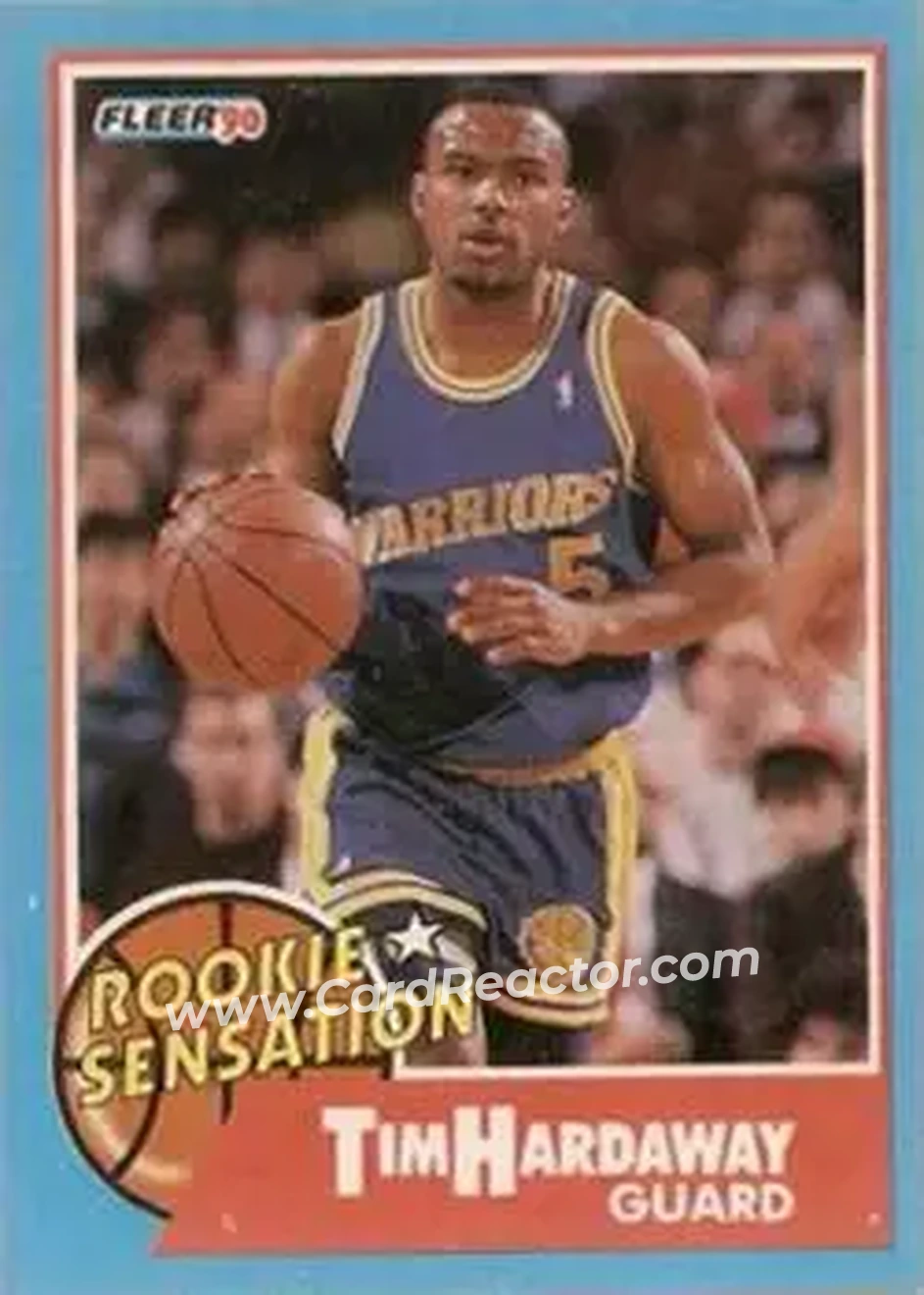 1990-91 Fleer - Rookie Sensations #8 - Tim Hardaway - Golden State Warriors - Front 1990-91 Fleer - Rookie Sensations #8 - Tim Hardaway - Golden State Warriors - Front