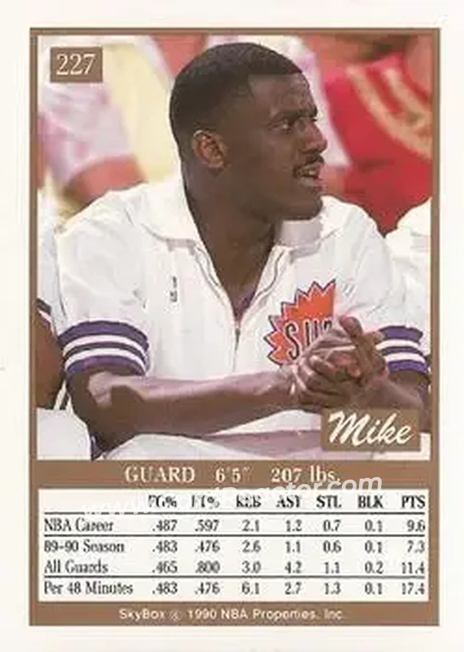 1990-91 SkyBox #227 - Mike McGee - Phoenix Suns - Back 1990-91 SkyBox #227 - Mike McGee - Phoenix Suns - Back