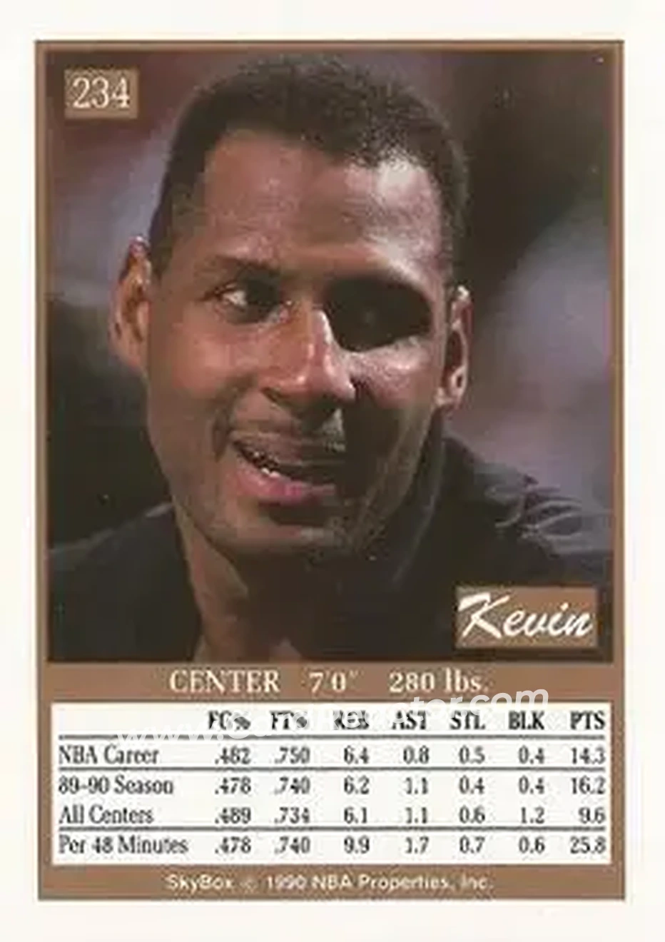 1990-91 SkyBox #234 - Kevin Duckworth - Portland Trail Blazers - Back 1990-91 SkyBox #234 - Kevin Duckworth - Portland Trail Blazers - Back