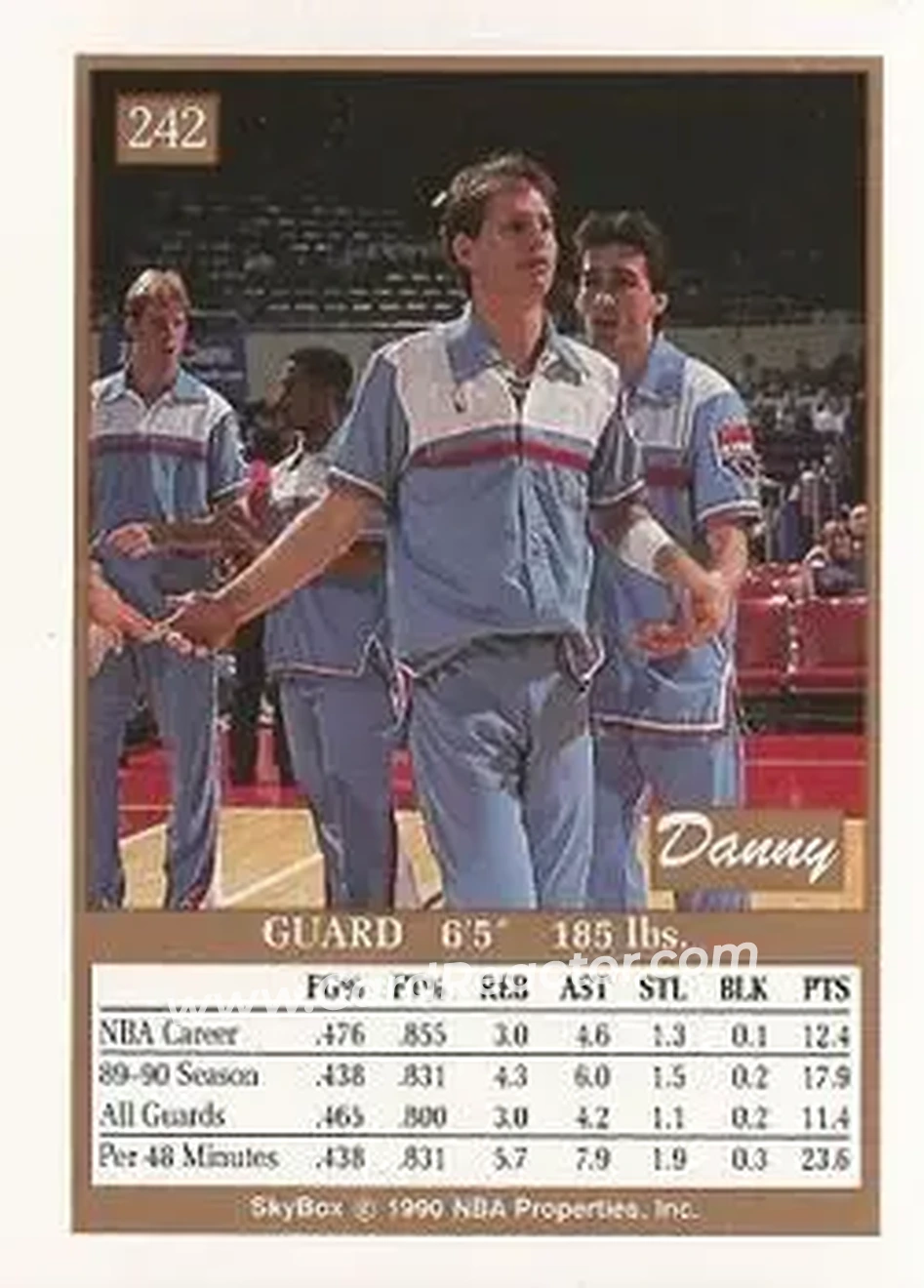 1990-91 SkyBox #242 - Danny Ainge - Sacramento Kings - Back