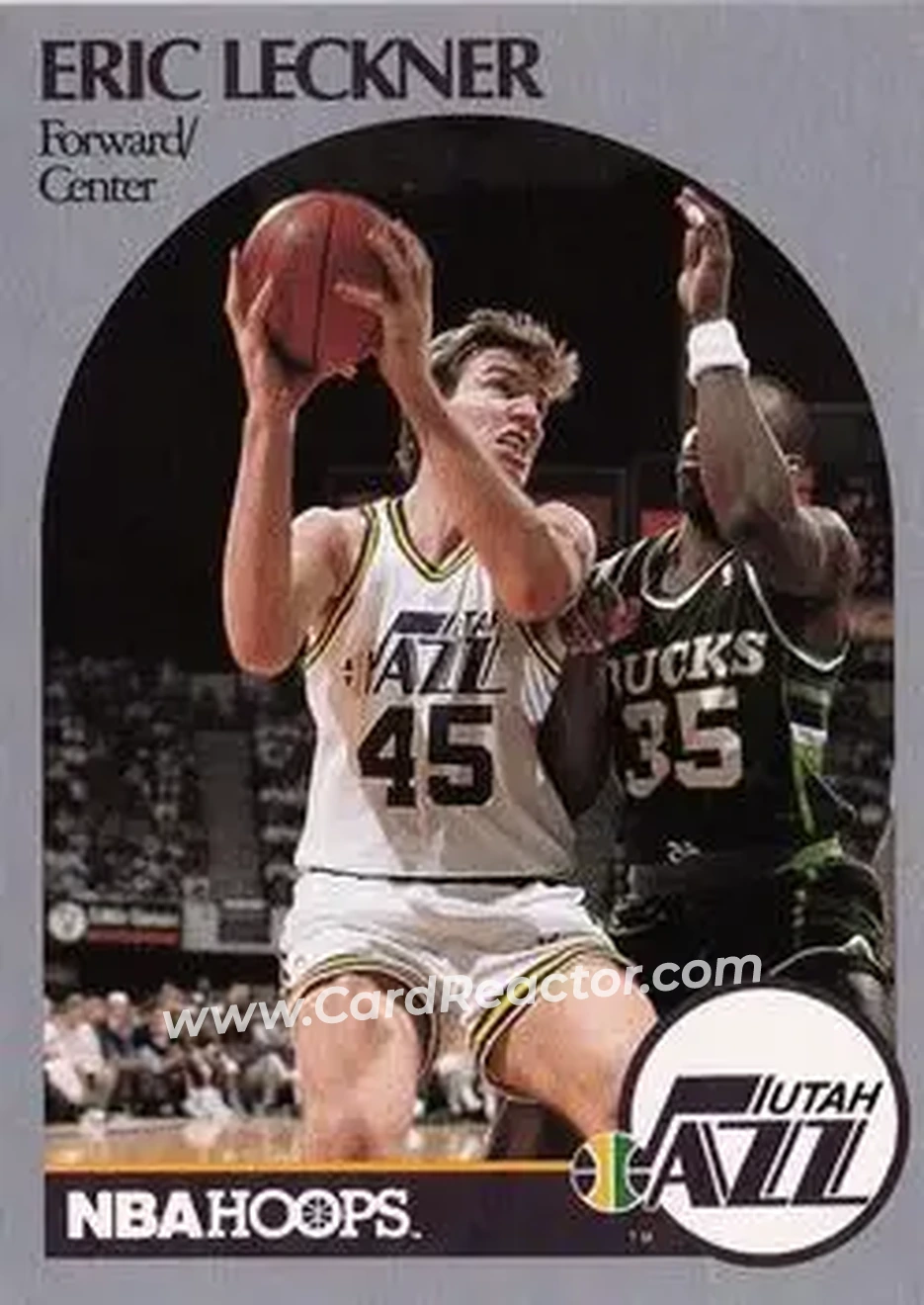 1990-91 Hoops #291 - Eric Leckner - Utah Jazz - Front