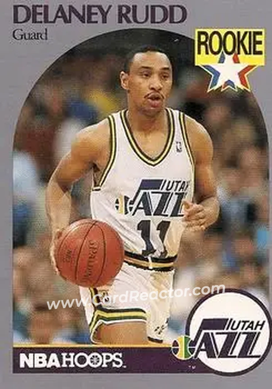 1990-91 Hoops #293 - Delaney Rudd - Utah Jazz - Front