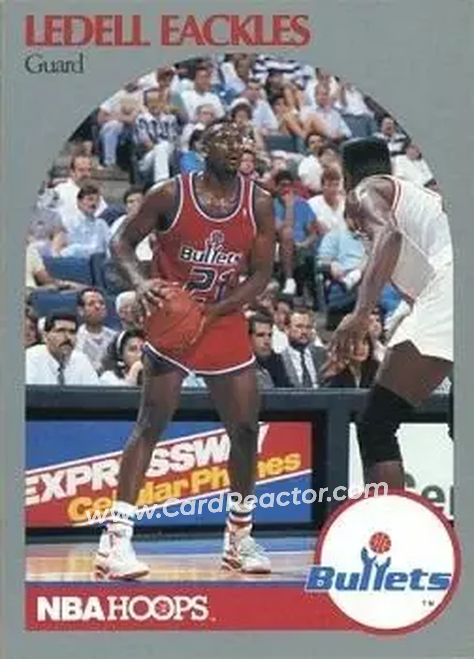 1990-91 Hoops #296 - Ledell Eackles - Washington Bullets - Front