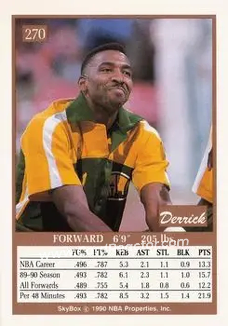1990-91 SkyBox #270 - Derrick McKey - Seattle SuperSonics - Back