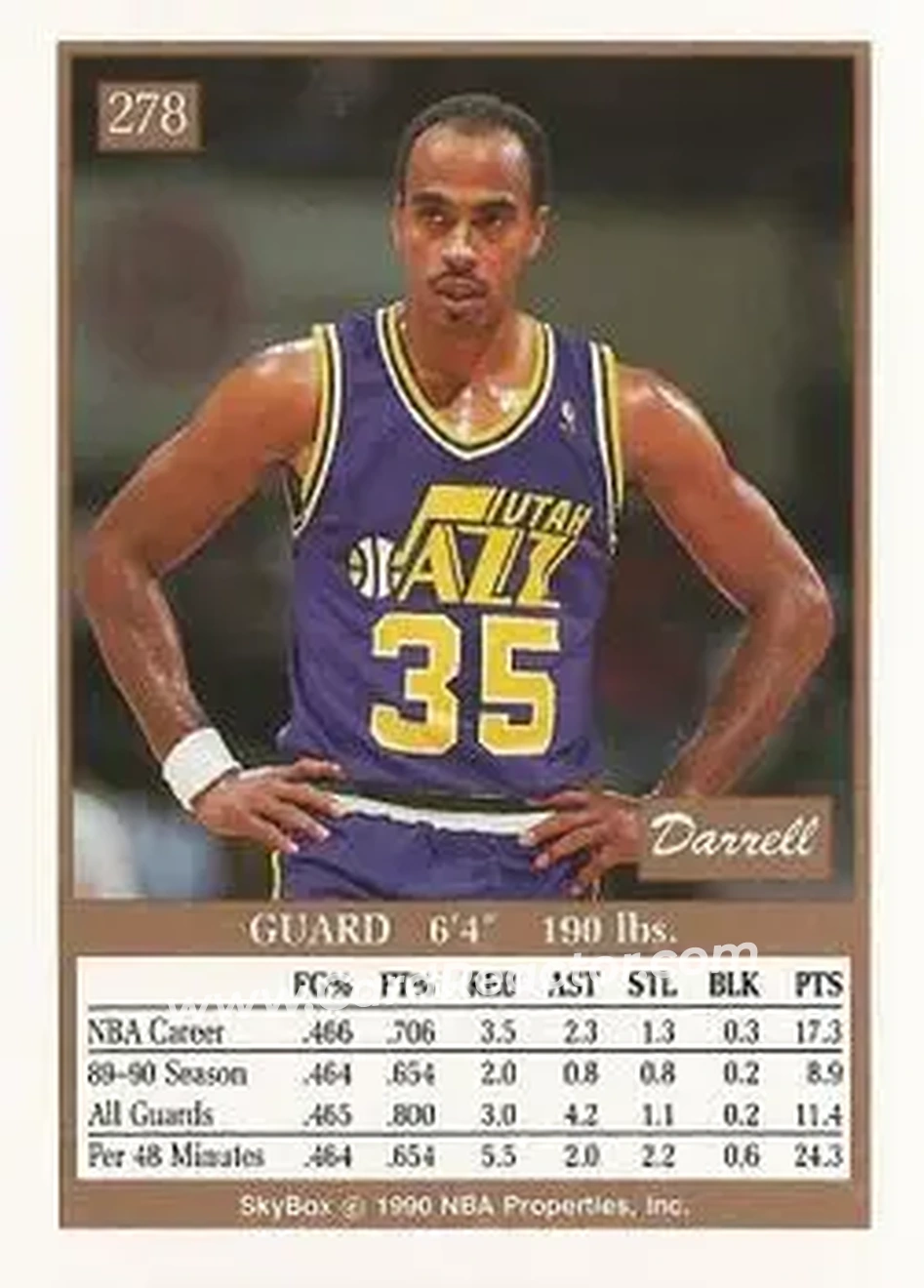 1990-91 SkyBox #278 - Darrell Griffith - Utah Jazz - Back