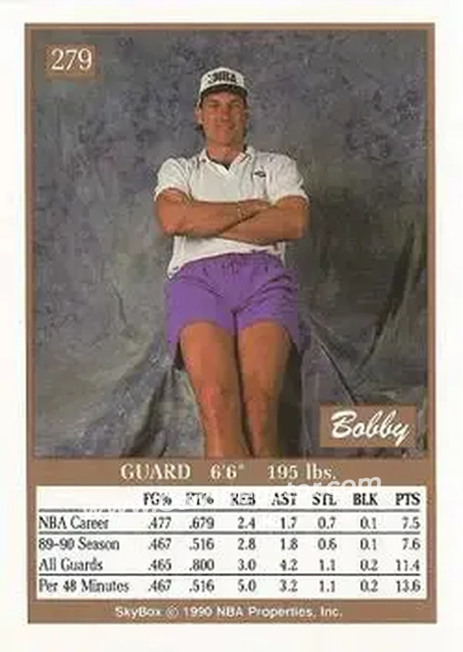 1990-91 SkyBox #279 - Bobby Hansen - Utah Jazz - Back