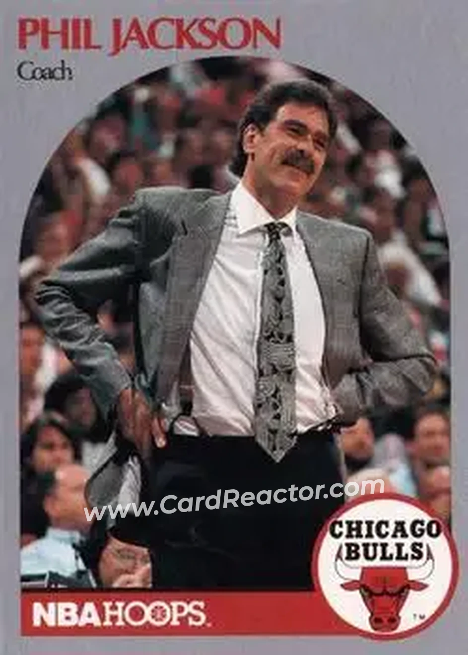 1990-91 Hoops #308 - Phil Jackson - Chicago Bulls - Front