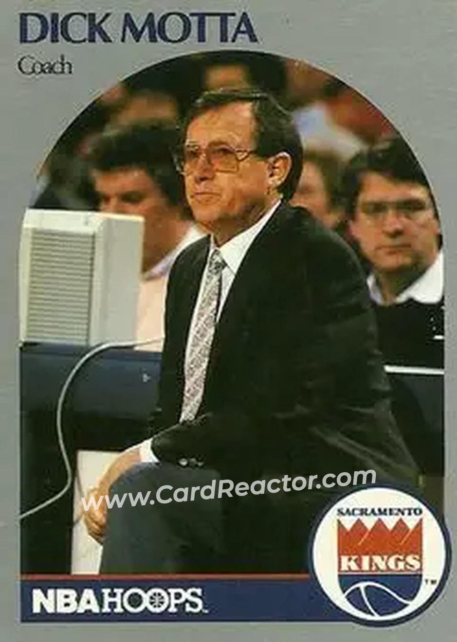 1990-91 Hoops #327 - Dick Motta - Sacramento Kings - Front 1990-91 Hoops #327 - Dick Motta - Sacramento Kings - Front