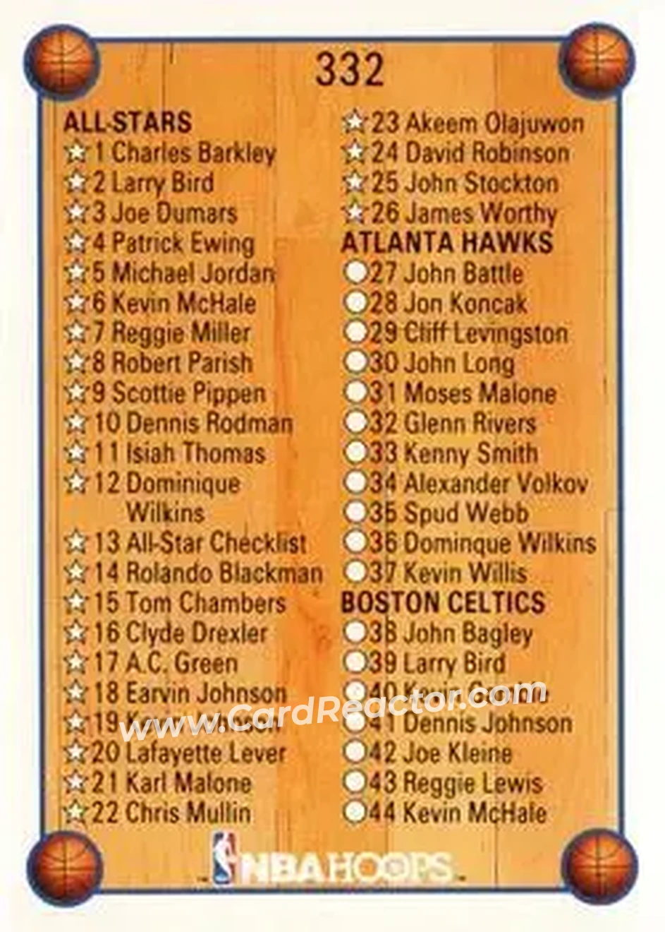 1990-91 Hoops #332 - Card #332 - Front