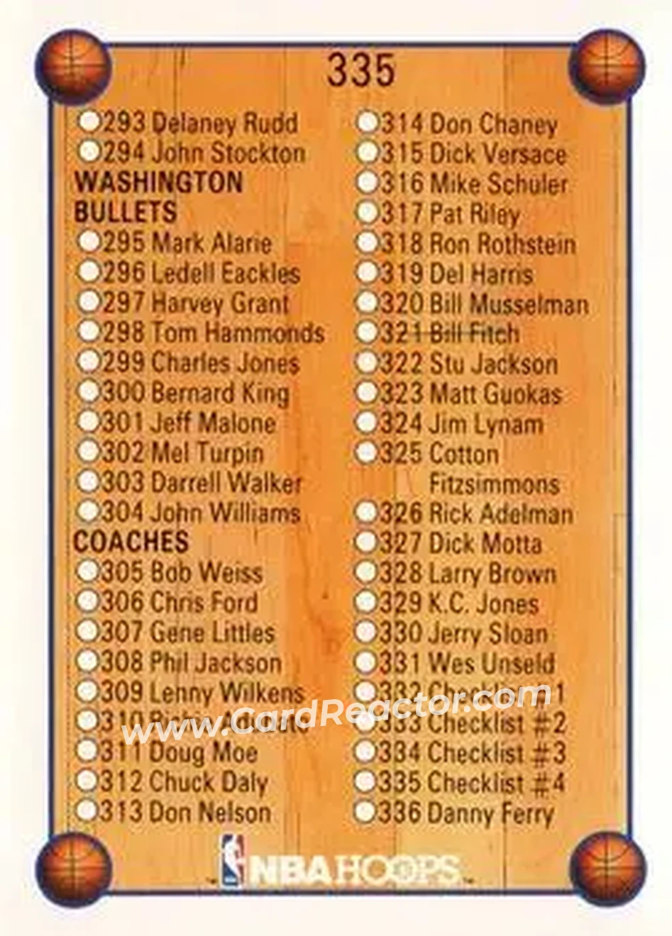1990-91 Hoops #335 - Card #335 - Back 1990-91 Hoops #335 - Card #335 - Back