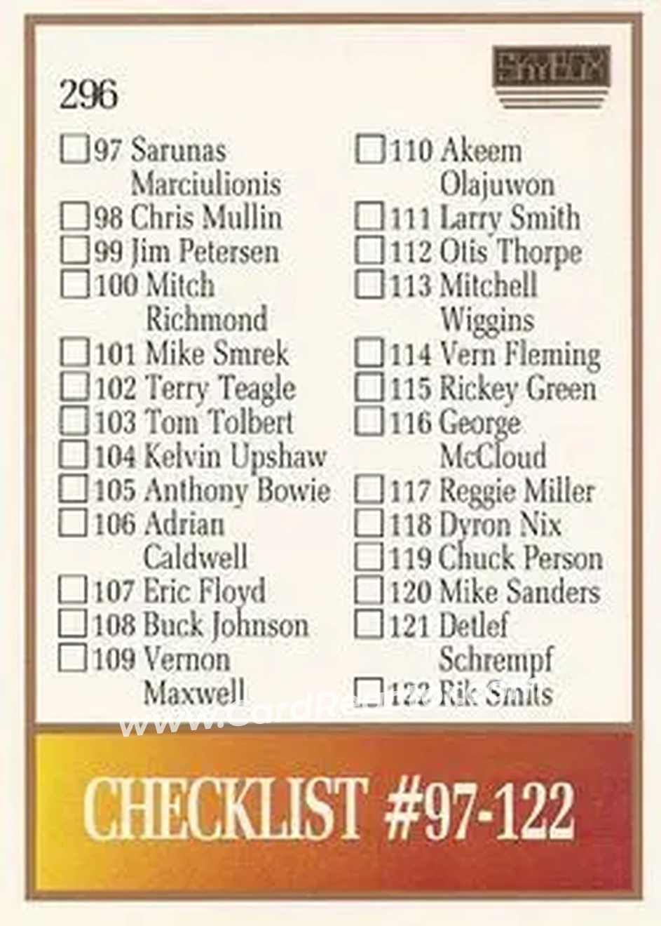 1990-91 SkyBox #296 - Card #296 - Back