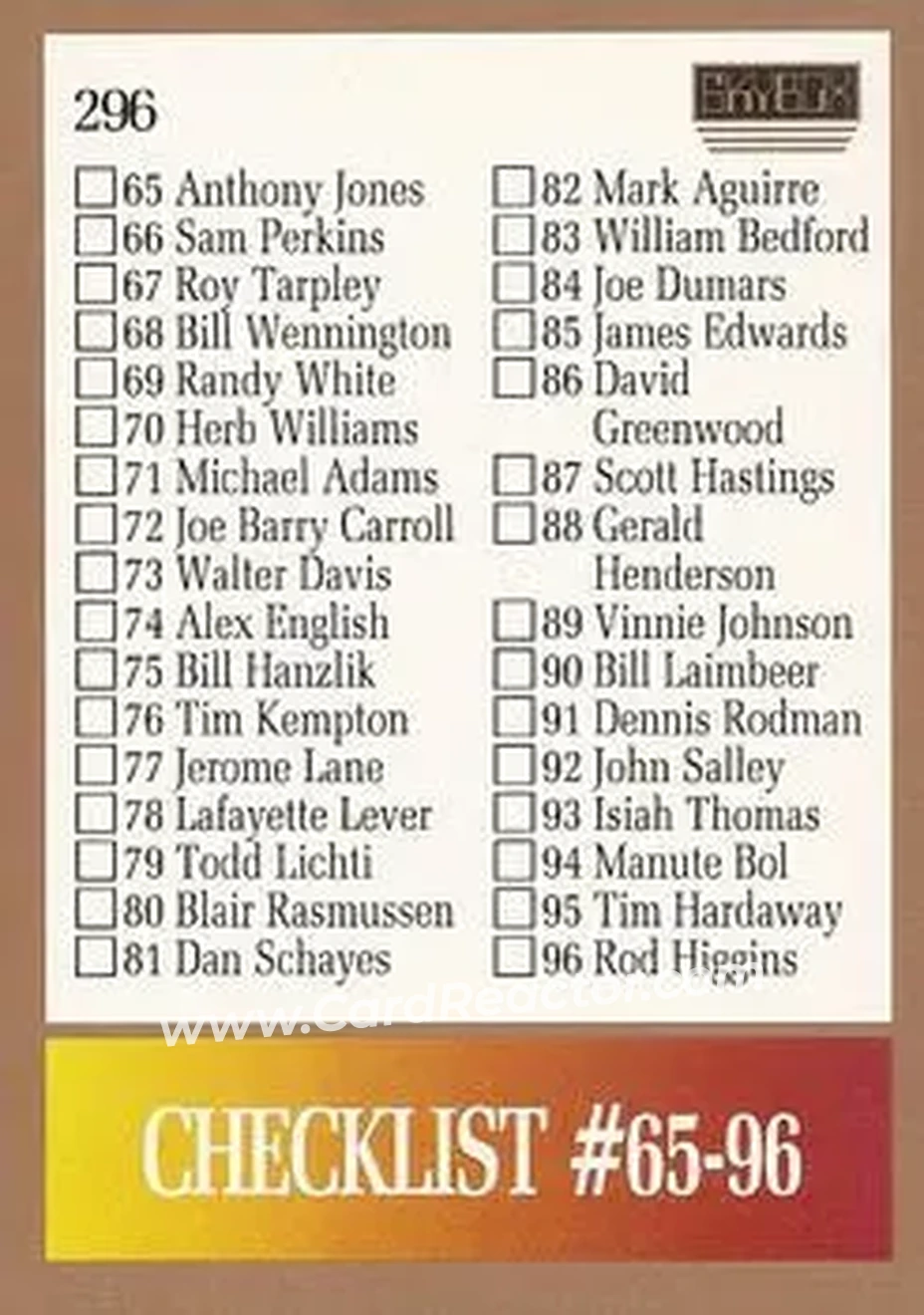 1990-91 SkyBox #296 - Card #296 - Front