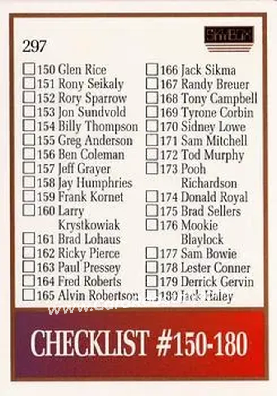 1990-91 SkyBox #297 - Card #297 - Back